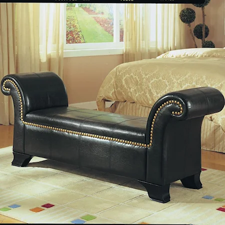 Upholstered Rolled-Arm Bench
